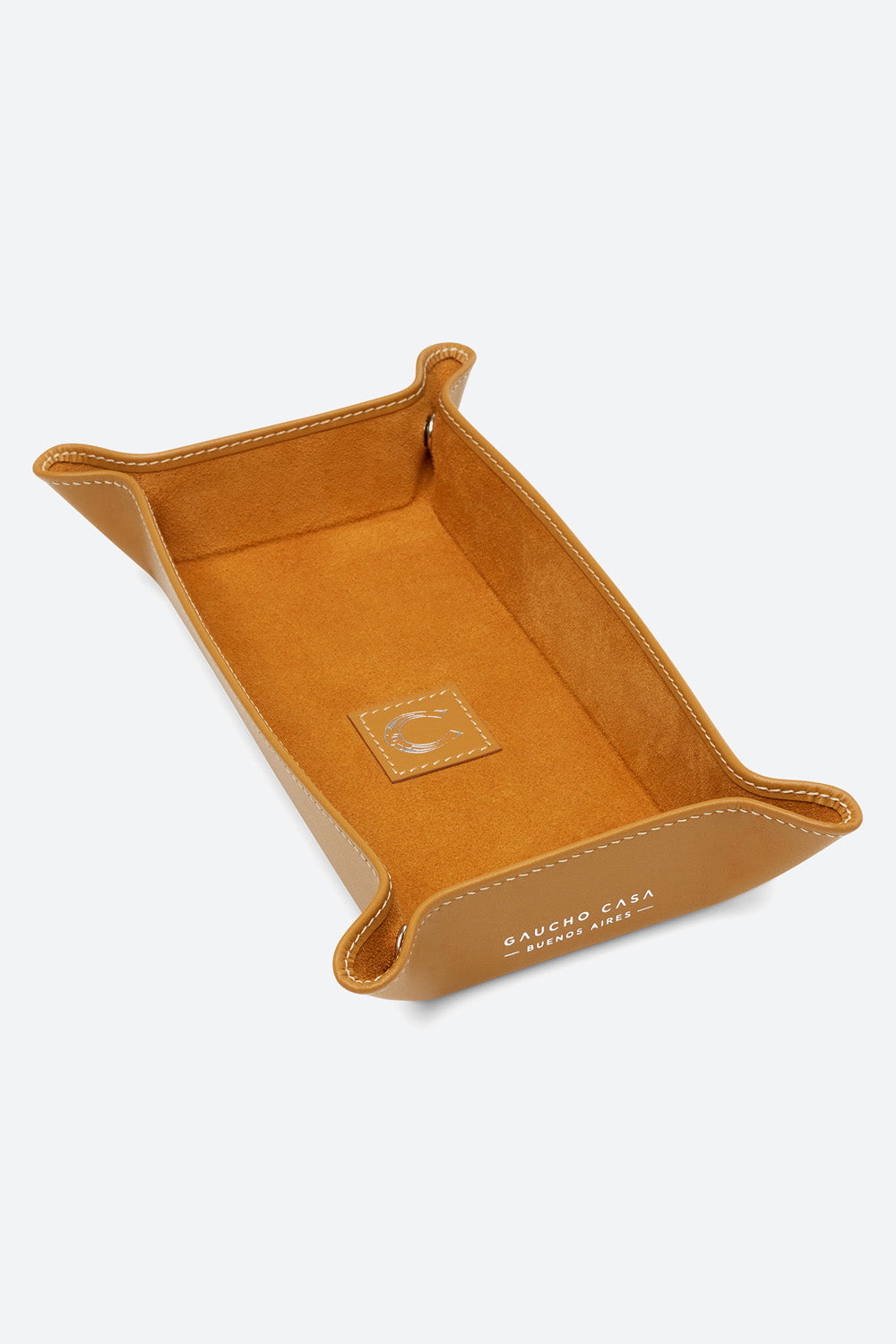 Gaucho Casa Medium Rectangular Leather Valet Tray in Apricot