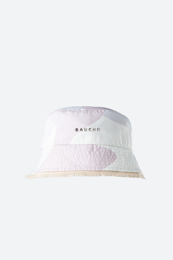 Cotton Bucket Hat in Off-White & Pink Camouflage