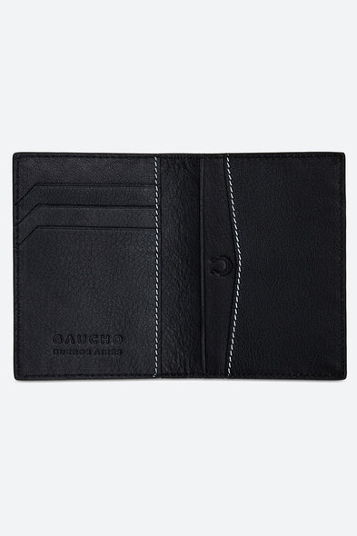 Embossed Leather Card Case in Black