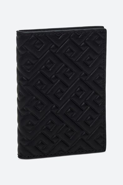 Embossed Leather Card Case in Black