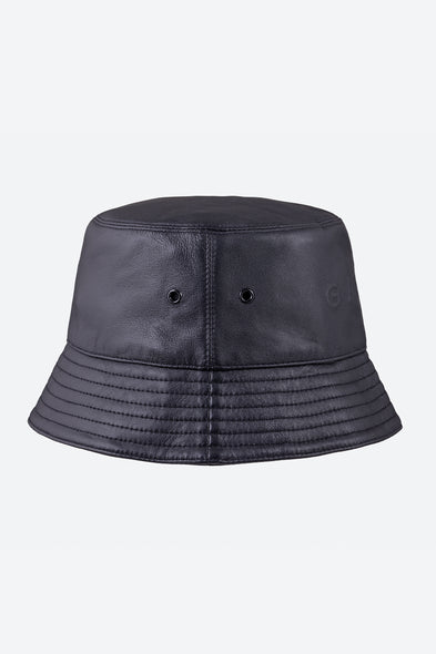 Lambskin Leather Bucket Hat in Black