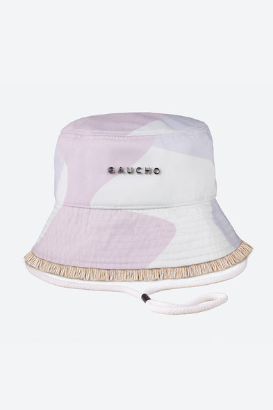 Cotton Bucket Hat in Off-White & Pink Camouflage