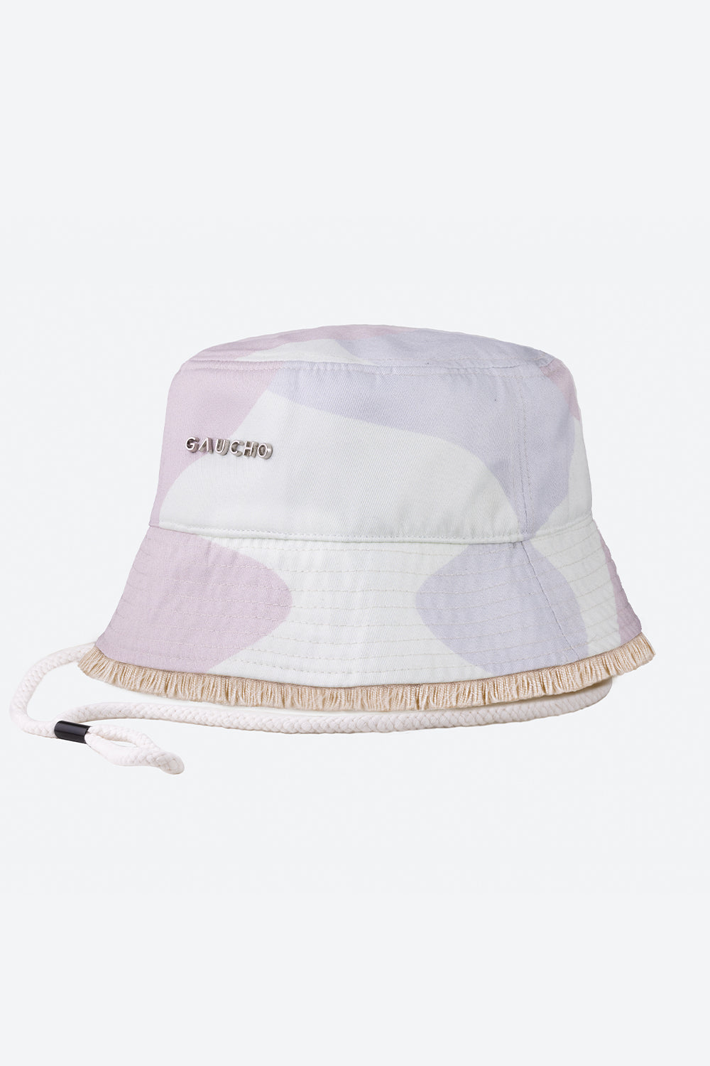 Cotton Bucket Hat in Off-White & Pink Camouflage