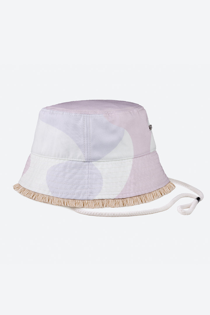 Cotton Bucket Hat in Off-White & Pink Camouflage