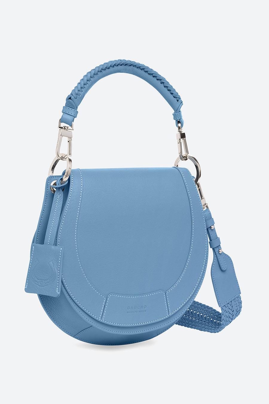 The Lucky Bag, Leather Saddle Bag in Sky Blue – Gaucho - Buenos Aires