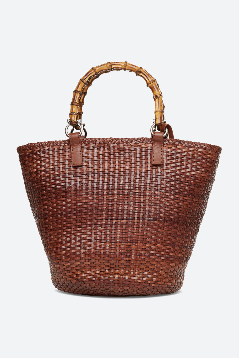 Mini woven basket bag + detachable pouch - Leather