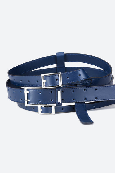 Corset Ushuaia Leather Belt in Navy